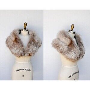 Vintage Arctic Fox Fur Stole Collar Shawl Shrug Cape - 50s 60s